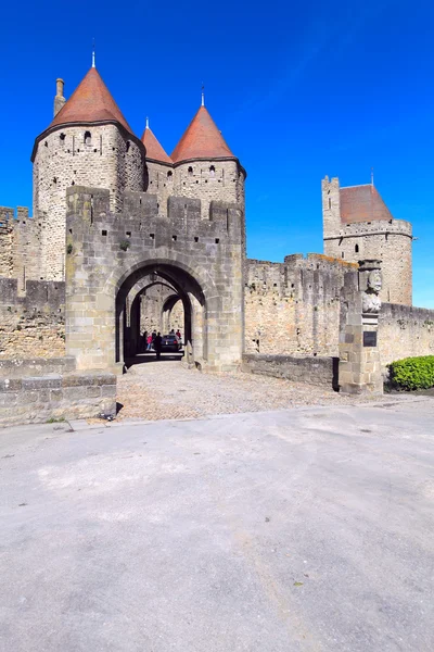 Main entrance (porte narbonnaise), Carcassonne, France — Stock Photo, Image