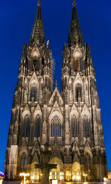 Colonia catedral por la noche, alemania — Foto de Stock