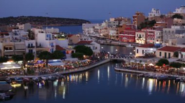 Lake voulismeni akşam sahne, agios nikolaos, Girit