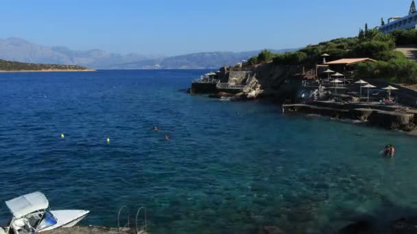 Tarasowe plaży i Morza Śródziemnego, agios nikolaos, crete — Wideo stockowe