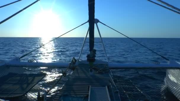 Catamaran, sailing to sunrise, Cuba — Stockvideo