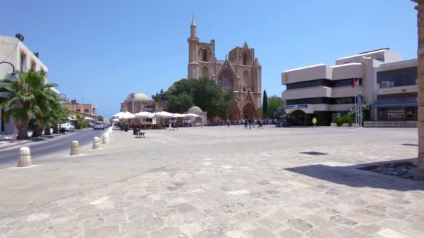 Lala Mustafa Pasha Mosque (St. Nicolas domkirke), Famagusta – stockvideo