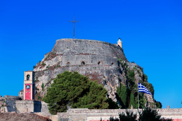 Torre inglesa Dentro de la vieja fortaleza, Kerkyra, isla de Corfú, Grecia — Foto de Stock