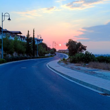 karayolu ile günbatımı manzara