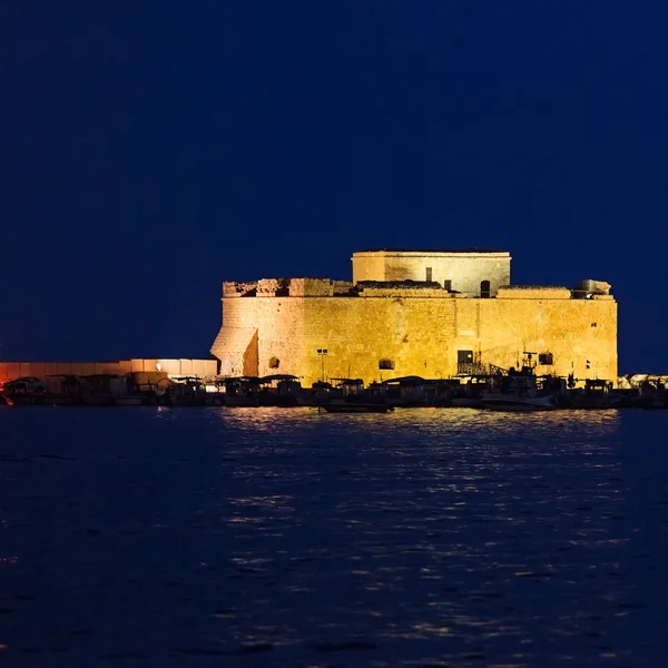 Castello di Paphos di notte, Cipro — Foto Stock