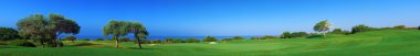 golf alanı, deniz ve zeytin