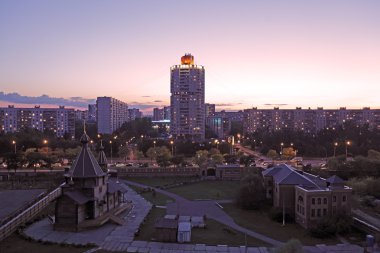 Moskova yaşayan ilçe gece havadan görünümü