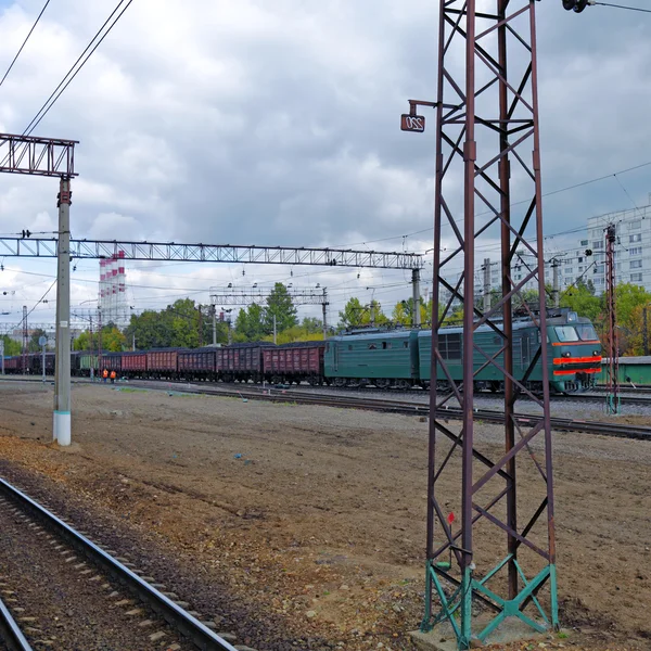 Cargo Train on Railway Station — Stock Photo, Image