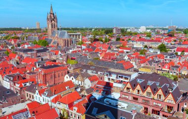 eski şehir, delft, Hollanda havadan görünümü