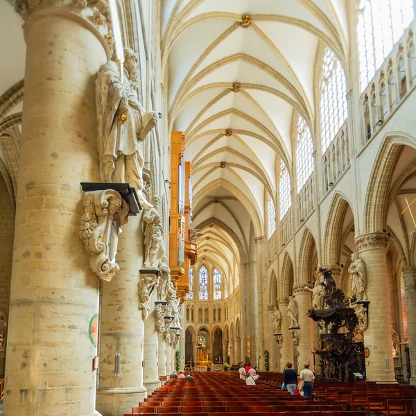 Wnętrze Katedra św, Bruksela — Zdjęcie stockowe