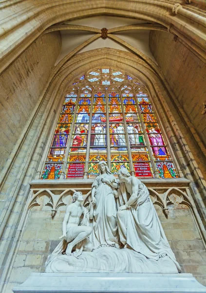 Gebrandschilderd glas van Sint-Goedele kathedraal, Brussel — Stockfoto