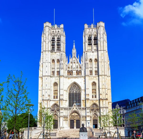 Facade of Gothic Carhedral, Brussels — Stock Photo, Image