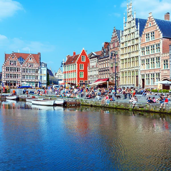 Graslei - riverside i Gent, Belgien — Stockfoto