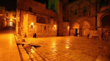 giriş kilise kutsal sepulchre gece, Kudüs, İsrail