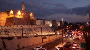 Işıklı jerusalem eski kent suru gece, İsrail