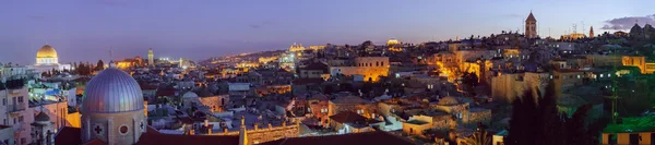 Panorama - oude stad bij nacht, Jeruzalem — Stockfoto