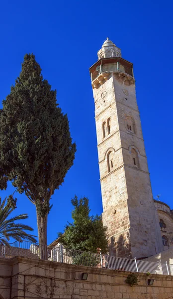 Mešita omar minaret vertikální panorama, Jeruzalém — Stock fotografie