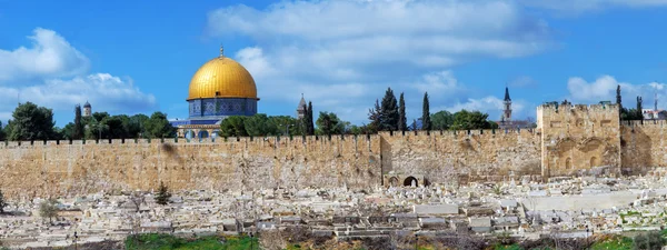 Panorama - Cúpula de la Roca y el Muro de Jerusalén — Foto de Stock