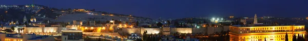 Panorama - Muro della Città Vecchia di notte, Gerusalemme — Foto Stock