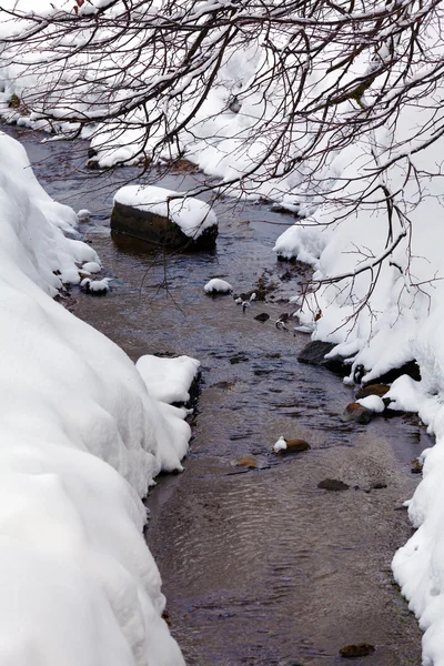 Rivière d'hiver avec neige — Photo