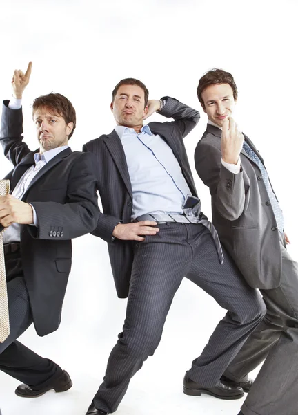 Homens de negócios loucos dançando — Fotografia de Stock