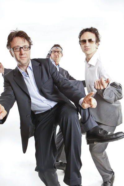 Crazy businessmen dancing — Stock Photo, Image