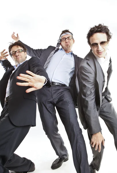 Crazy businessmen dancing — Stock Photo, Image