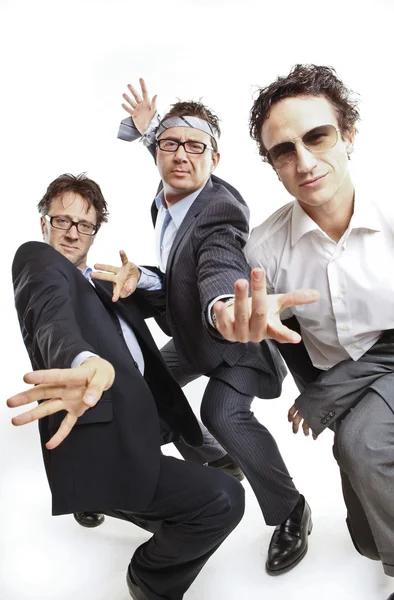 Crazy businessmen dancing — Stock Photo, Image