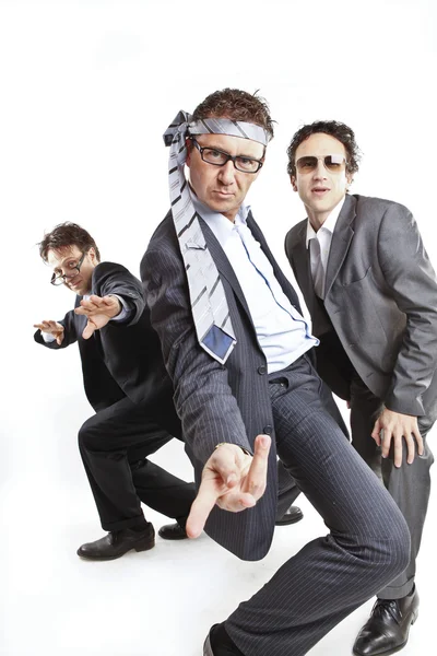 Crazy businessmen dancing Stock Image