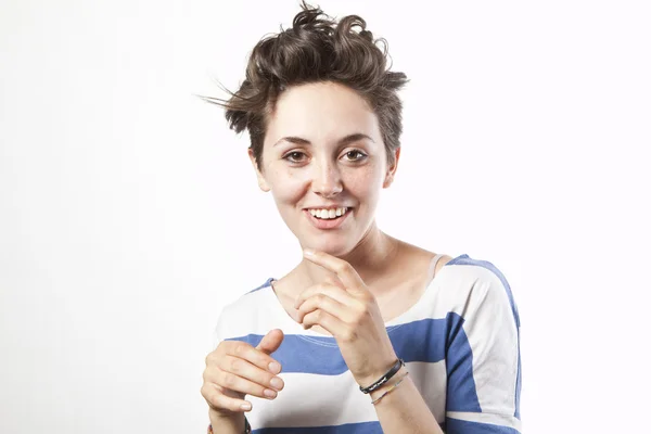 Portrait of a pretty young casual woman — Stock Photo, Image