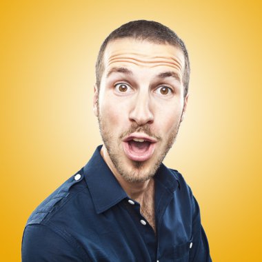 portrait of a young beautiful man surprised face expression clipart