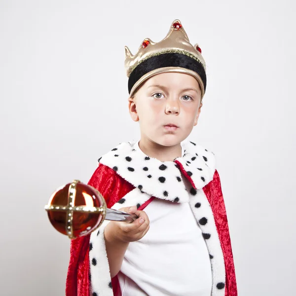 Little funny boy dressed as a king — Stock Photo, Image