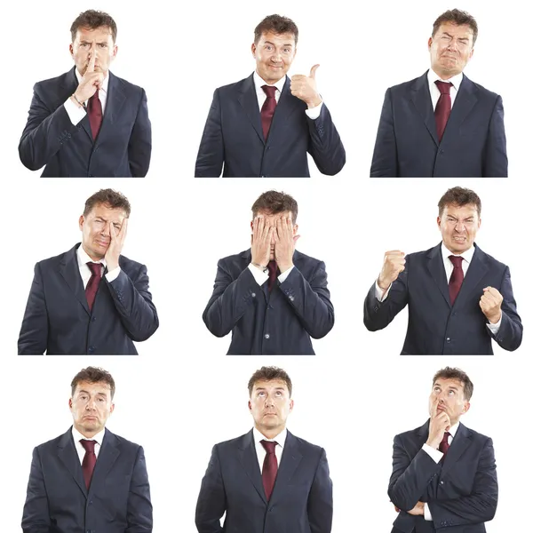 Businessman face expressions composite isolated on white background Stock Image
