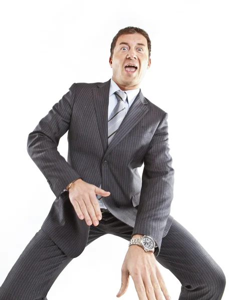 Crazy businessman dancing — Stock Photo, Image