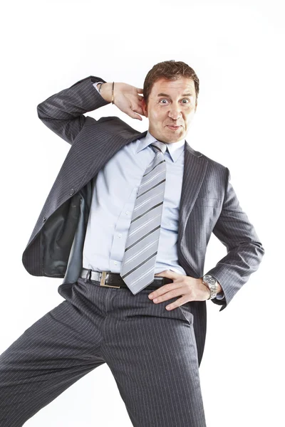 Crazy businessman dancing — Stock Photo, Image