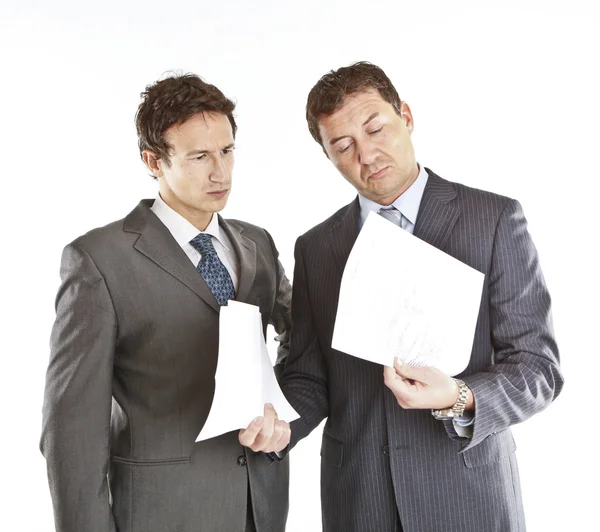 Two businessmen looking at documents — Stock Photo, Image