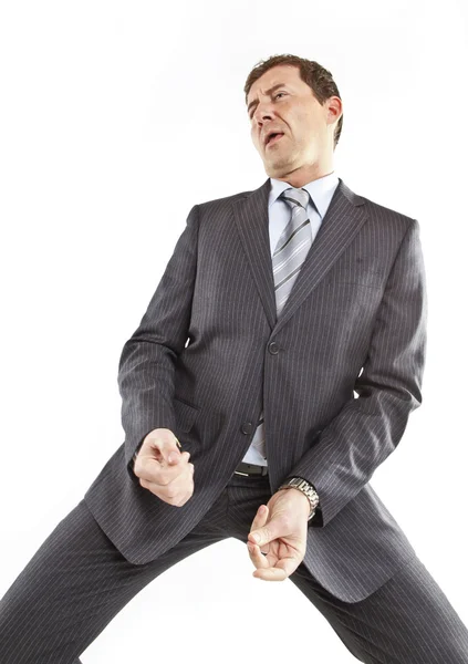 Crazy businessman dancing Stock Image