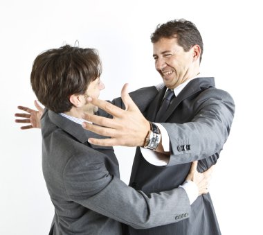 iki işadamları beyaz izole birbirimizi görmeyi mutlu