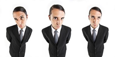 Genç havalı iş adamı yüz ifadesi