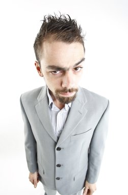 Çılgın genç iş adamı yüz ifadeleri