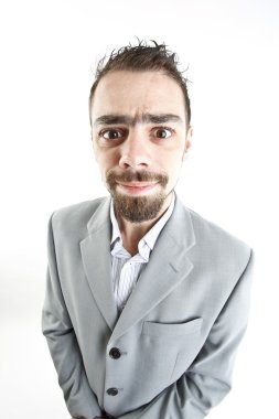 Çılgın genç iş adamı yüz ifadeleri