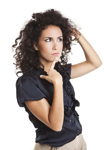 Young brunette girl thinking — ストック写真