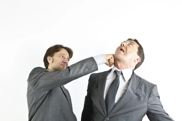 Dos hombres de negocios se divierten. Aislado sobre blanco — Foto de Stock