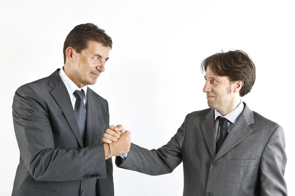 Two businessmen handshake isolated on white — Stock Photo, Image