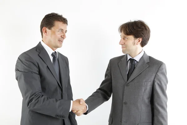 Two businessmen handshake isolated on white — Stock Photo, Image