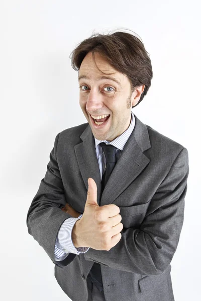 Feliz homem de negócios sorridente com o polegar para cima — Fotografia de Stock