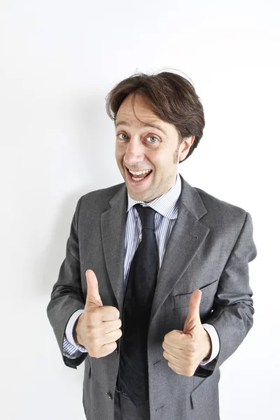 Happy smiling businessman with thumb up — Stock Photo, Image
