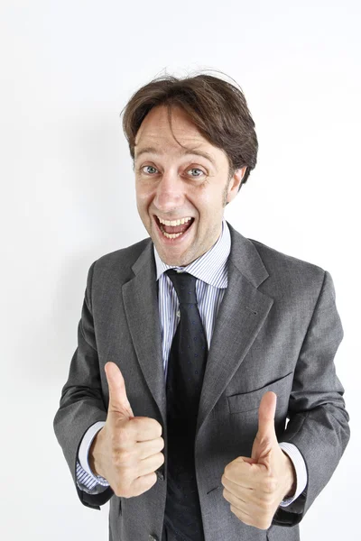 Feliz homem de negócios sorridente com o polegar para cima — Fotografia de Stock