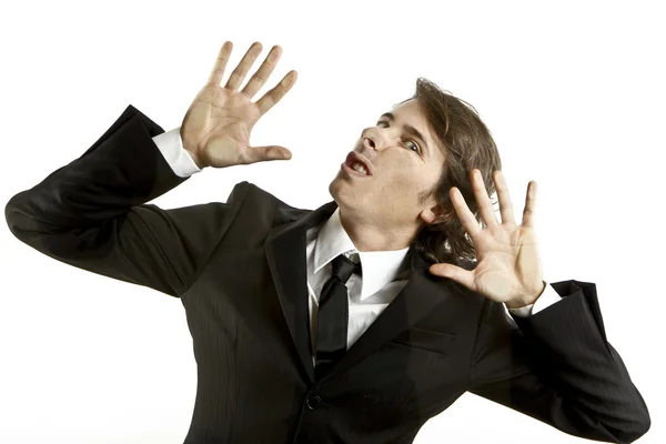 Young businessman crushed on a glass — Stock Photo, Image