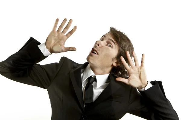 Young businessman crushed on a glass — Stock Photo, Image